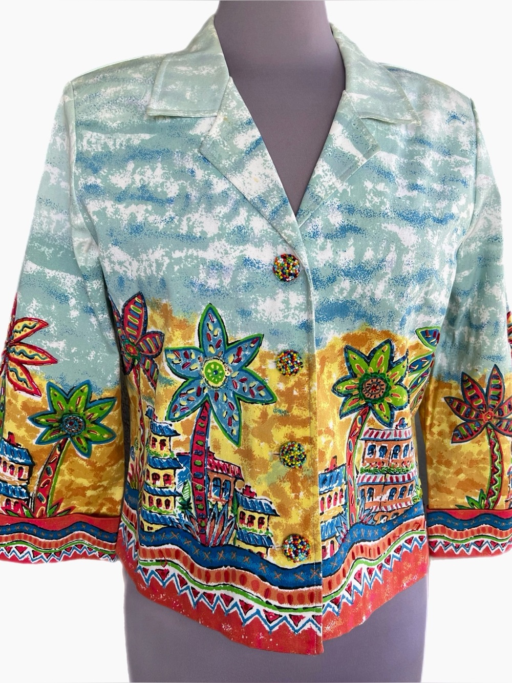 Nancy Bolen City Girl Blazer/Jacket Size M Glass Beads Embellished -Wearable Art